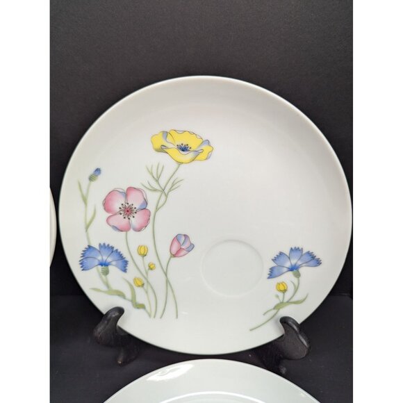 Flower Garden Fine China Seymour Mann Inc 8 1/4" Snack Plate Set of 4 No Cups - Picture 5 of 11